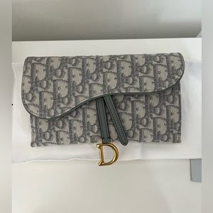 CHRISTIAN DIOR LONG SADDLE WALLET WITH CHAIN